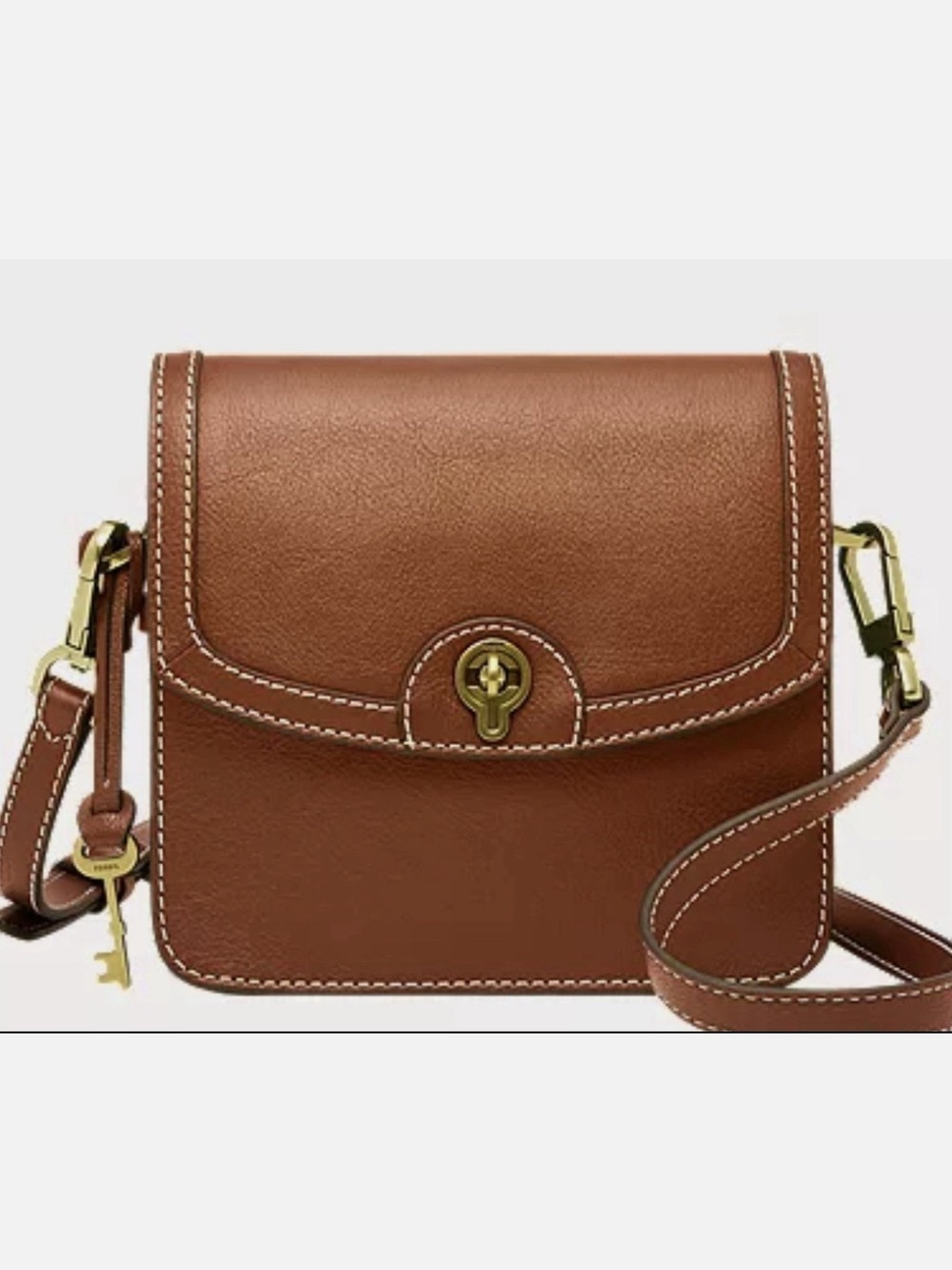 Fossil Ainsley Small Flap Leather Crossbody Bag Medium Size Purse